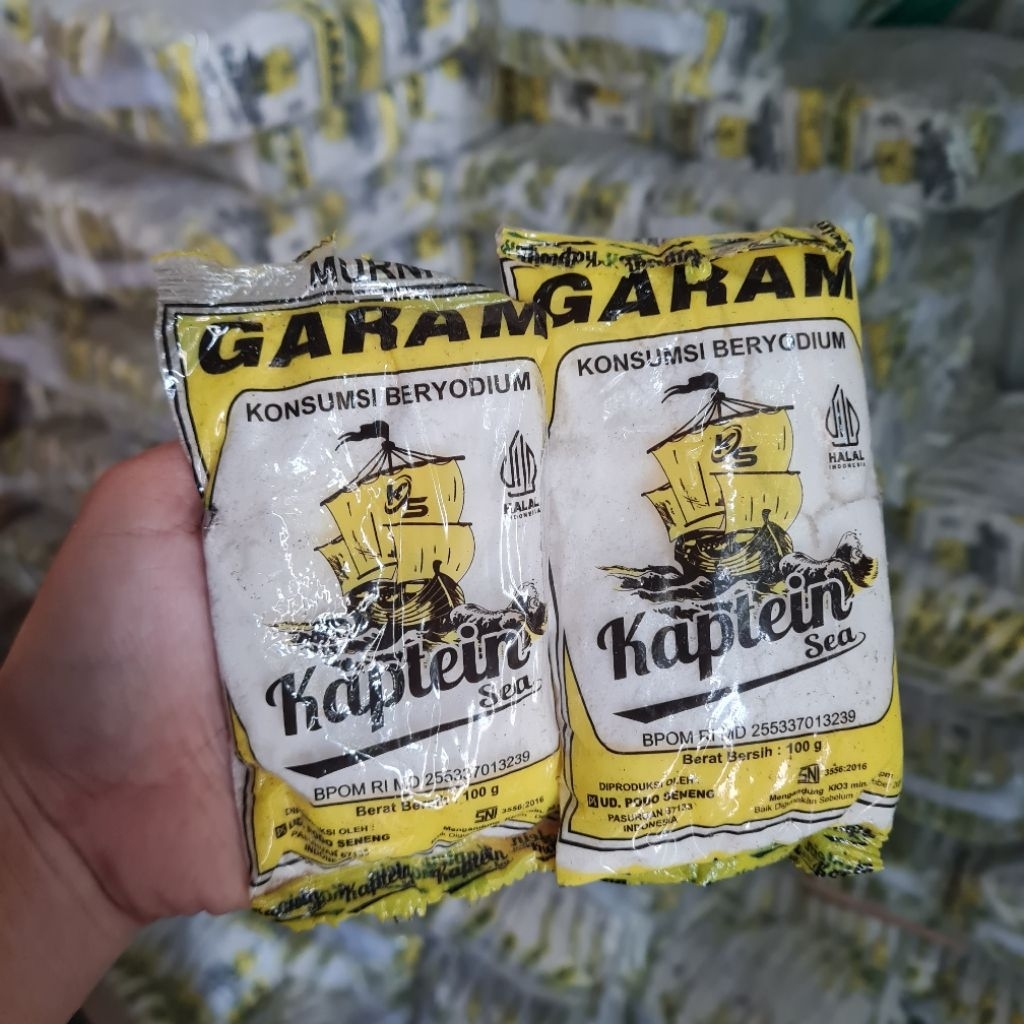 

1 pcs/bungkus garam beryodium cap captein sea 100gr