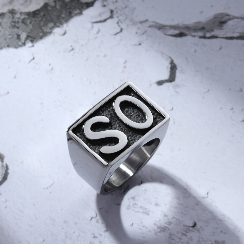 Cincin SO / Cincin Logo SO - SONS Of Ring Hip Hop Punk / Cincin Cowok Biker Model Kotak Persegi Huru