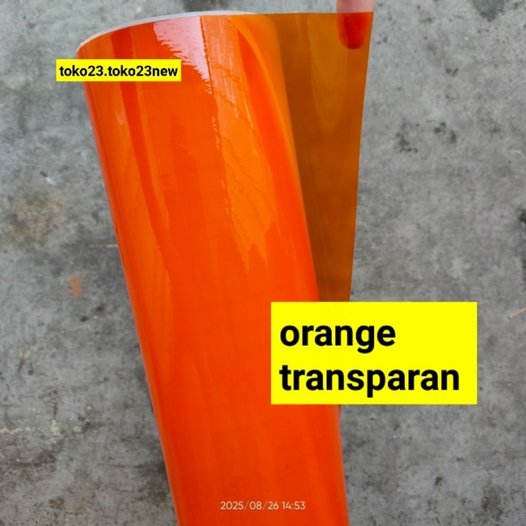stiker orange transparan skotlet motor