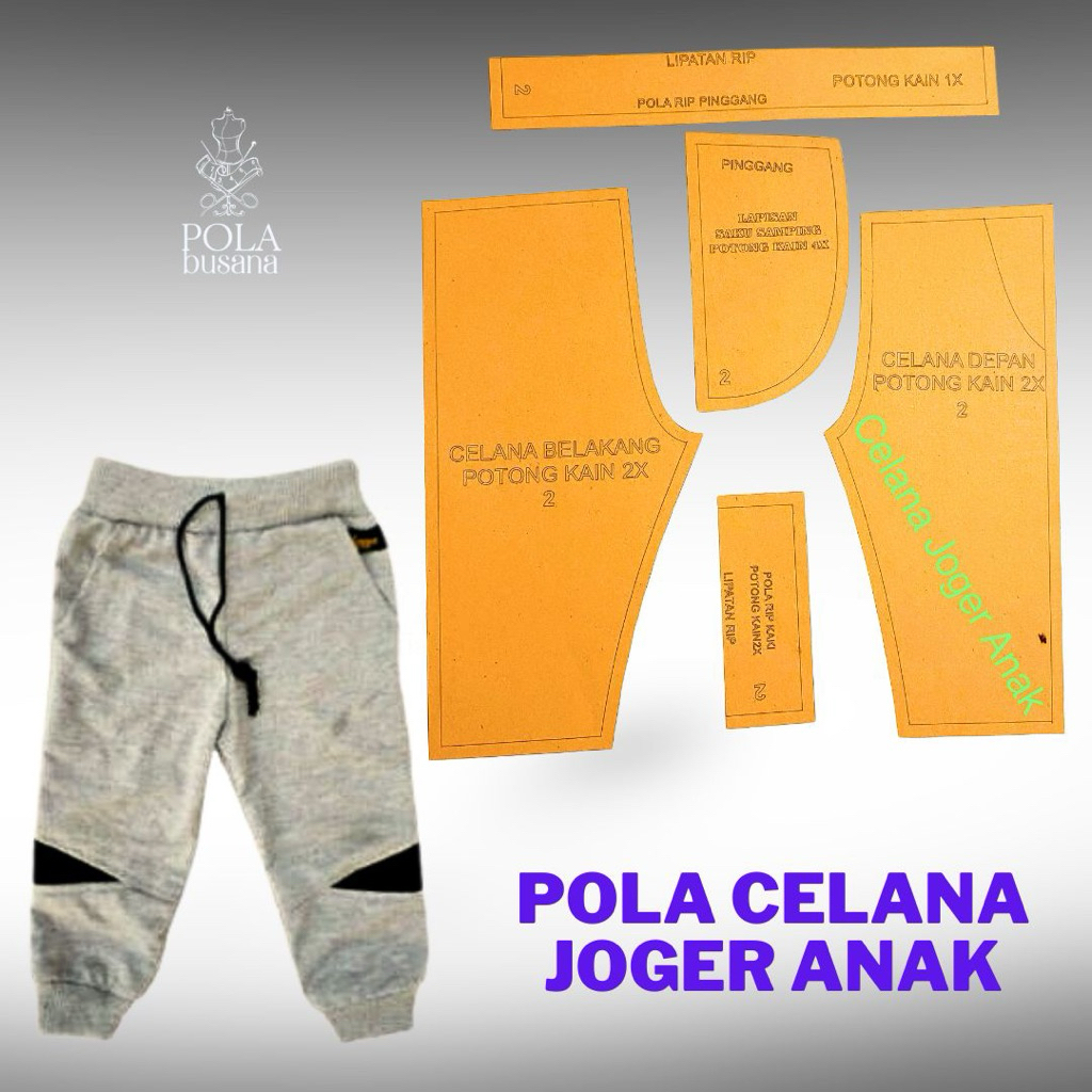 Pola celana joger anak Pola jahit Pola instan Pola jahit RJI