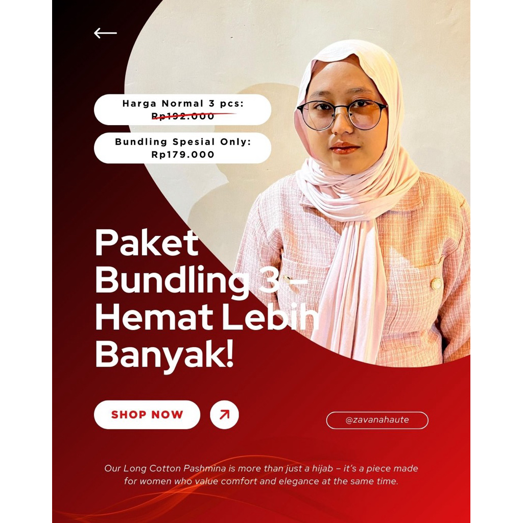 Bundling 3 Pcs Pashmina Kaos Premium | ZAVANA HAUTE