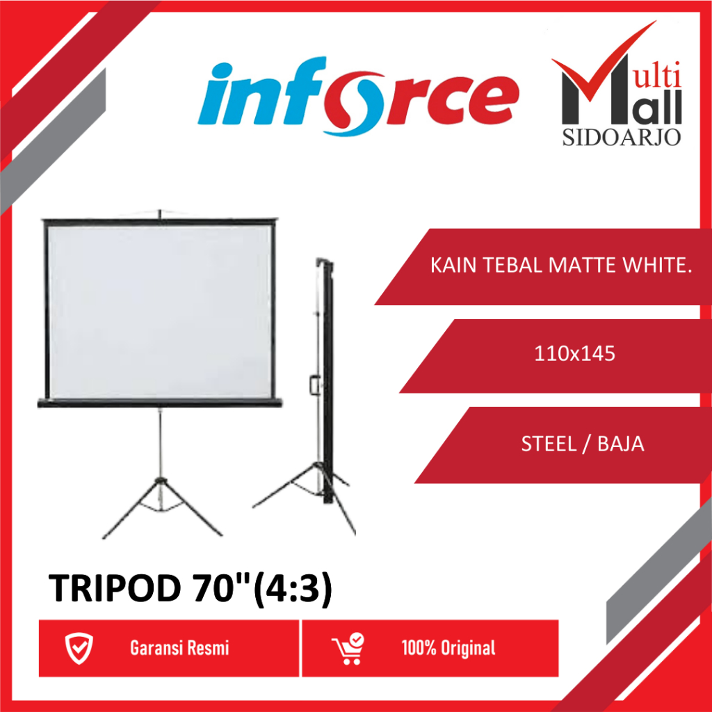 Inforce Tripod Screen Projector 70 4:3 / Layar Proyektor Inforce 70"