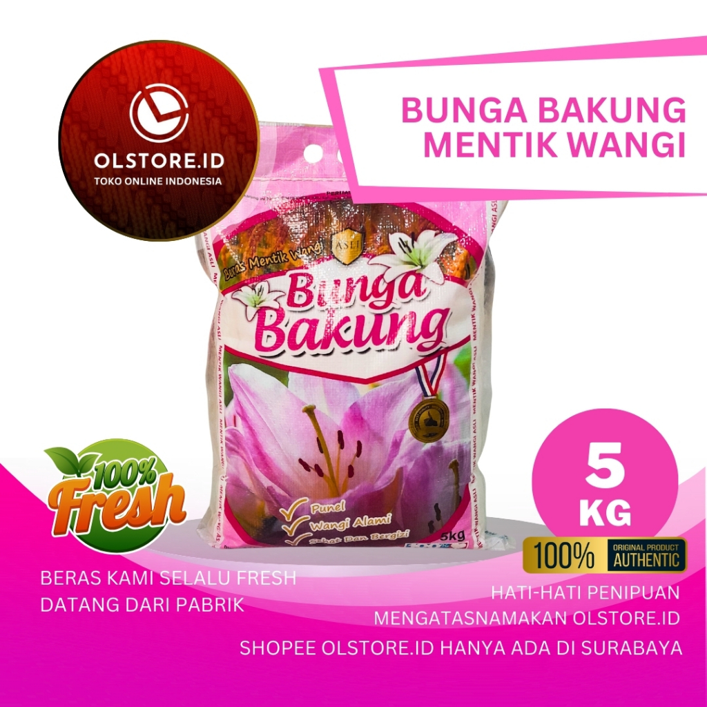 

Beras Premium Bunga Bakung 5kg ( Mentik Wangi - Seperti Beras Jepang )