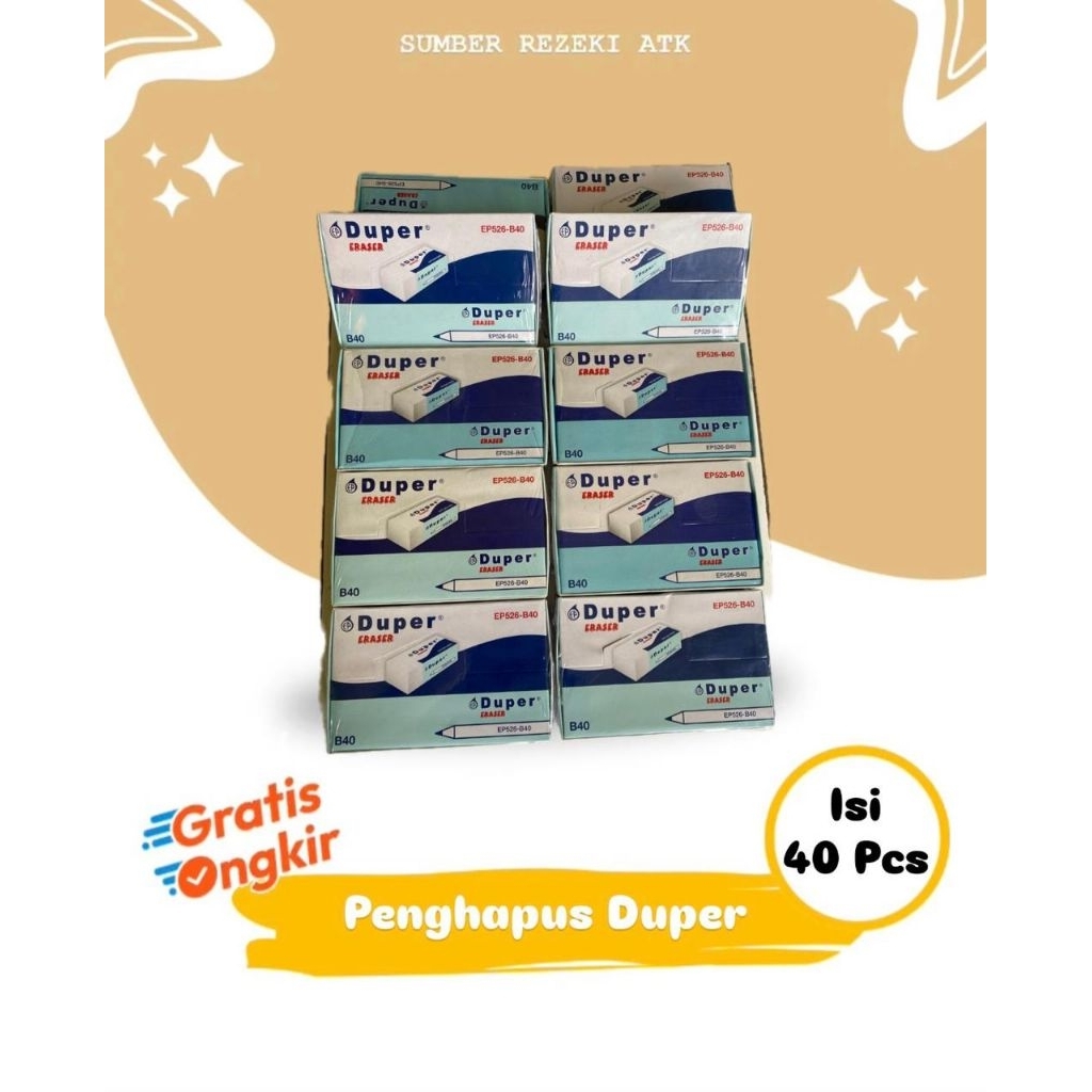 

Penghapus Duper B40BL – Murah Meriah (1 Pak Isi 40 pcs)