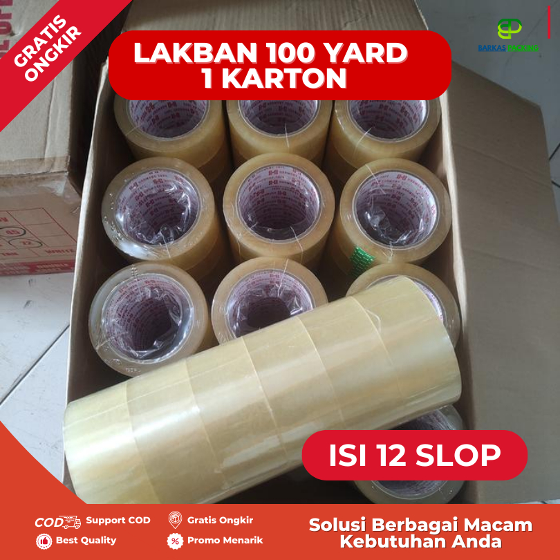 

(1 KARTON ISI 12 SLOP) Lakban Bening Coklat Harmony 100 Yard Kuat - Solasi Lakban Harmony Tebal dan Kuat - Clear Coklat Putih Daya Rekat Kuat