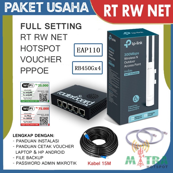 Paket Usaha Wifi Hotspot RT RW NET  EAP110 Omada 360  Siap Pakai