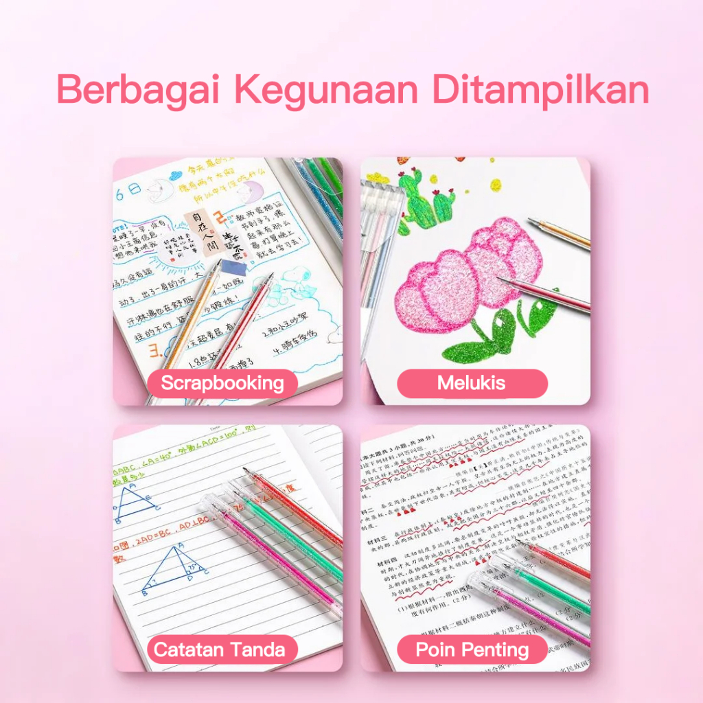 

Ay00! PEN GLITTER WARNA-WARNI 1.0mm / Pulpen gel Pena Gel Warna Gell Pen Glitter