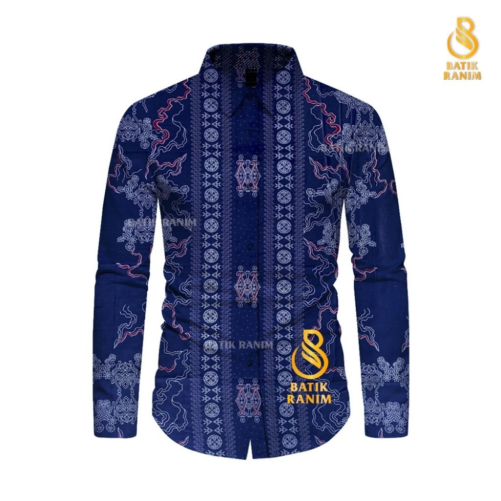 BATIK RANIM Kemeja Songket Navy Batik Pekalongan Pria Premium