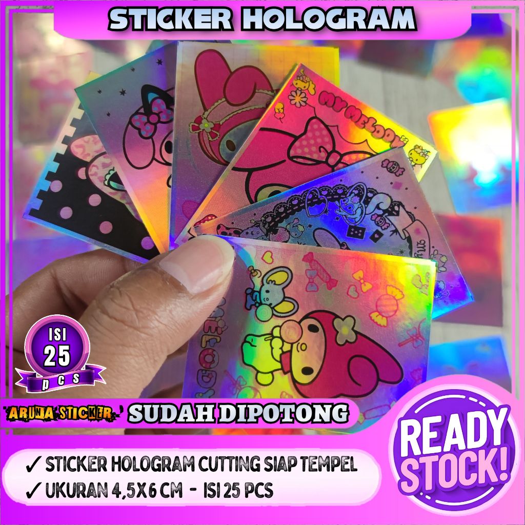 

25 pcs Sticker Melody Sanrio Hologram Sudah Dipotong Tinggal Tempel
