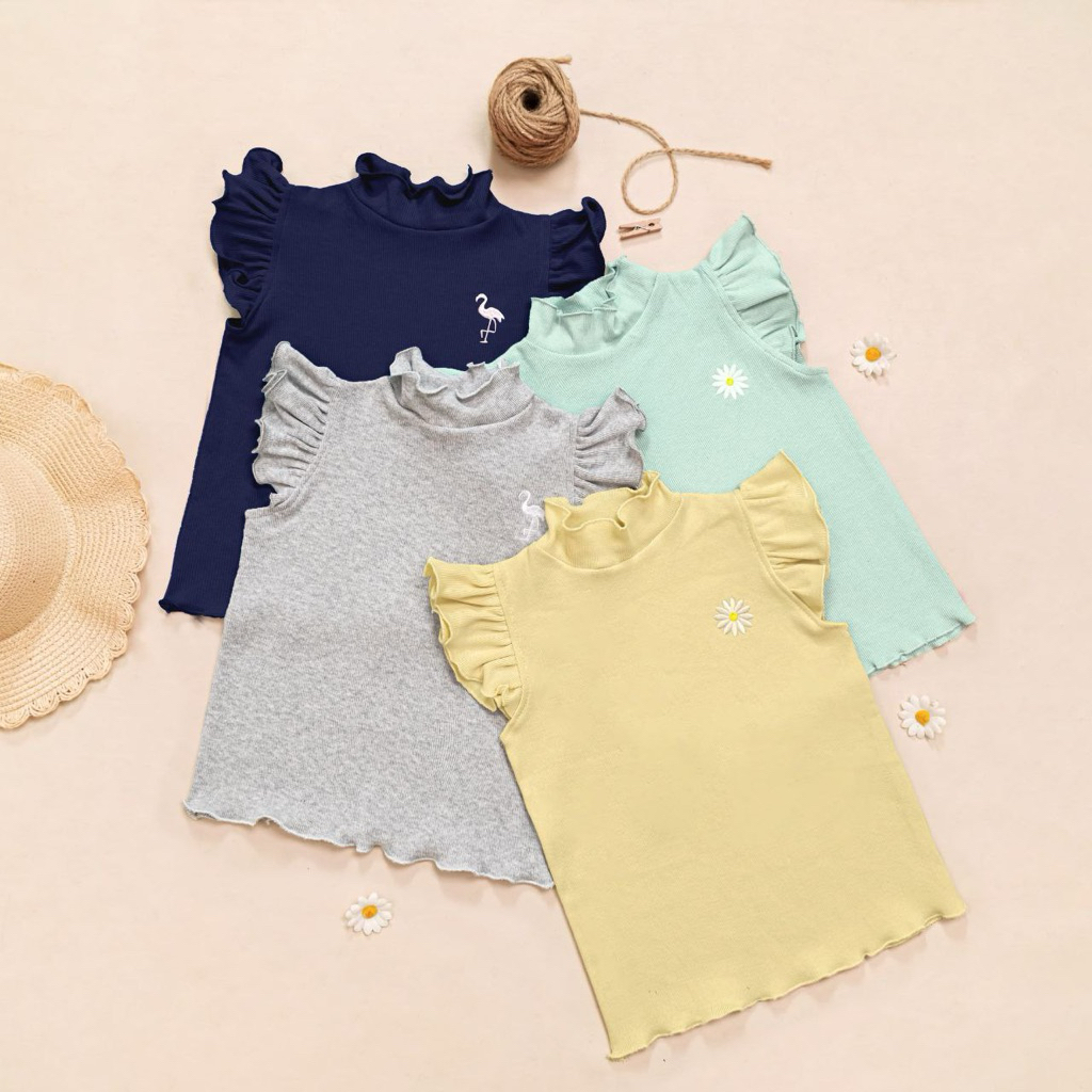 RIB TOP FLAMINGO & DAISY | Atasan Anak Perempuan
