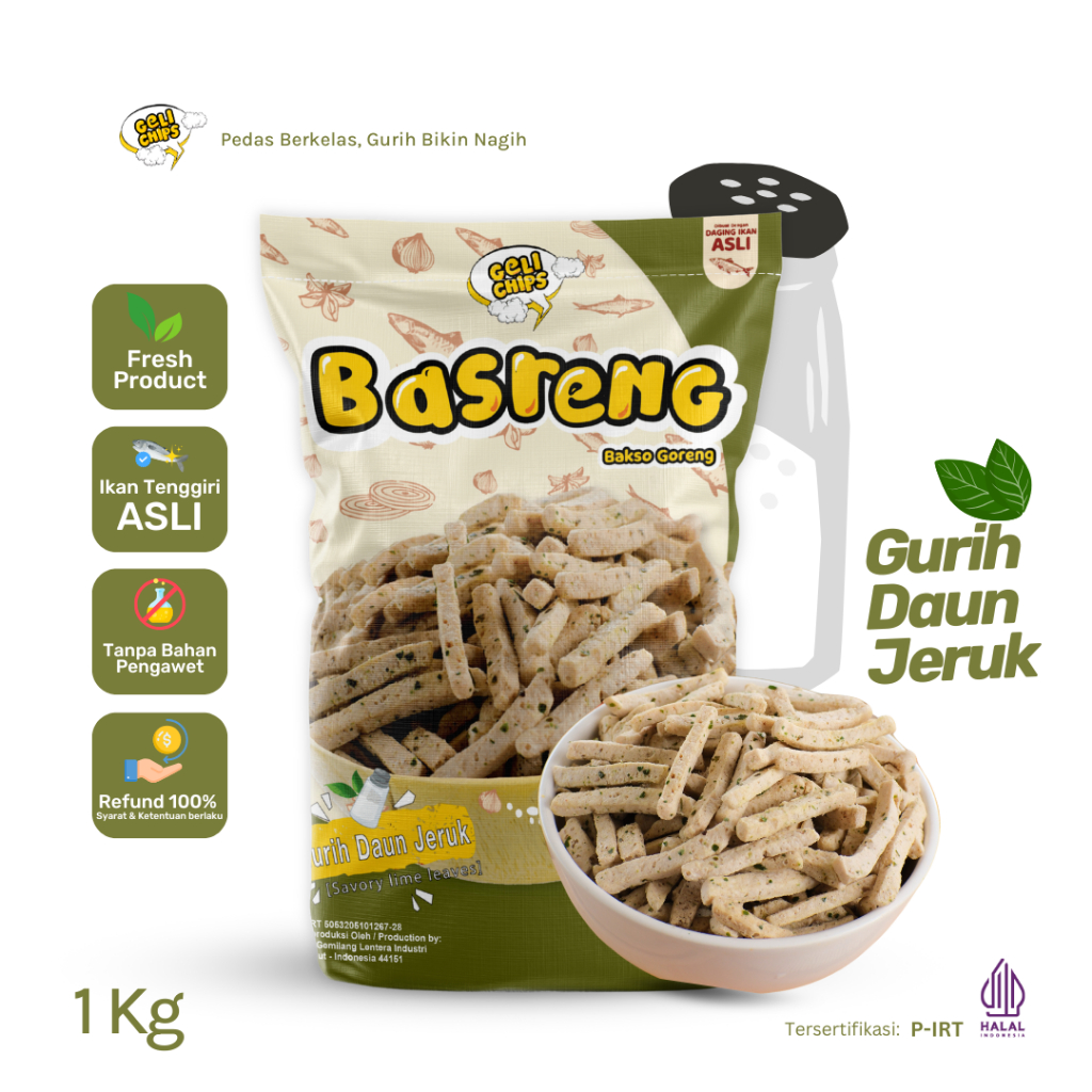 

GELICHIPS - 1 Kg BAKSO GORENG (BASRENG) Original Daun Jeruk Gurih renyah