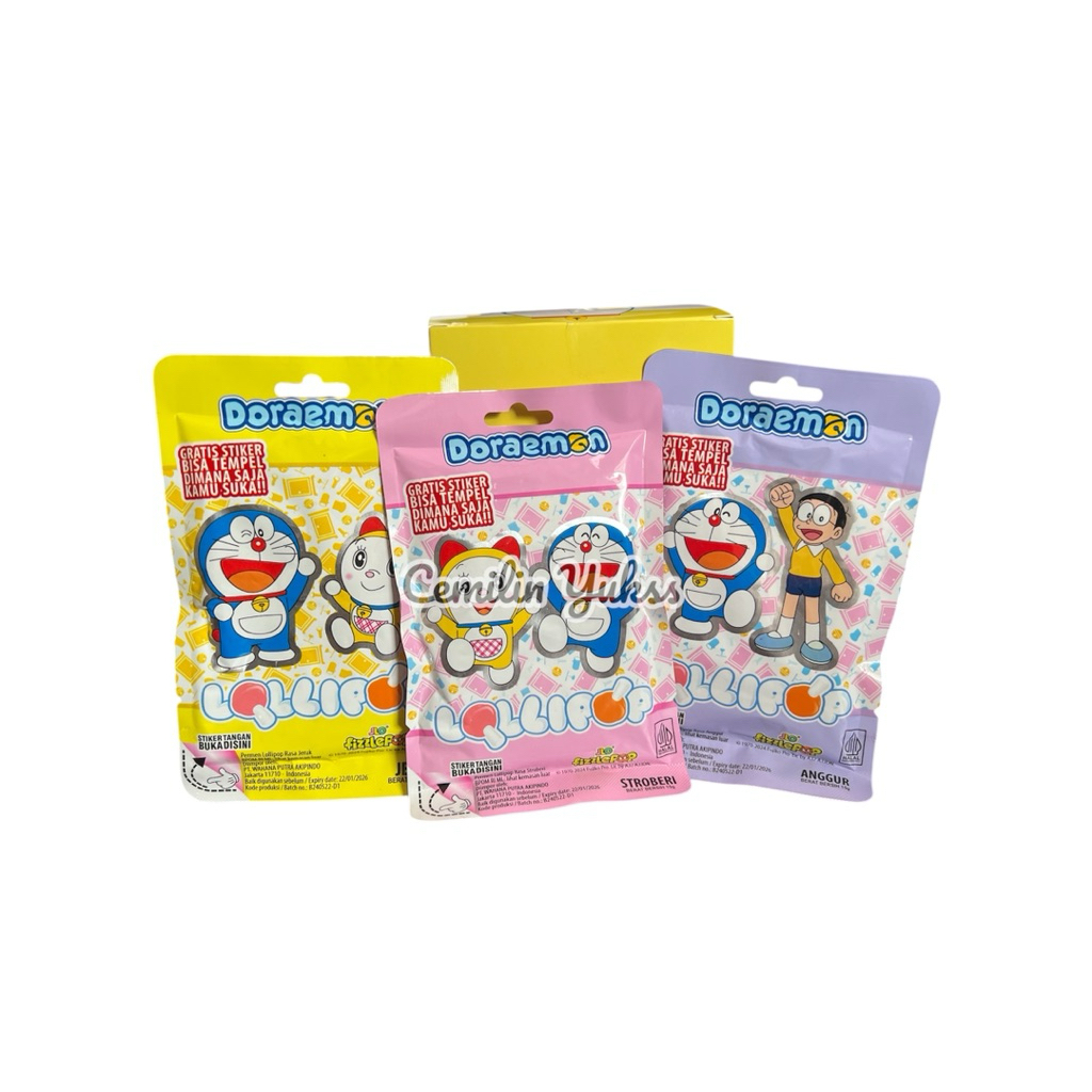 

JLO Lolipop Doraemon JLO Fizzlepop Lollipop Rasa Buah Anggur Jeruk Stroberi