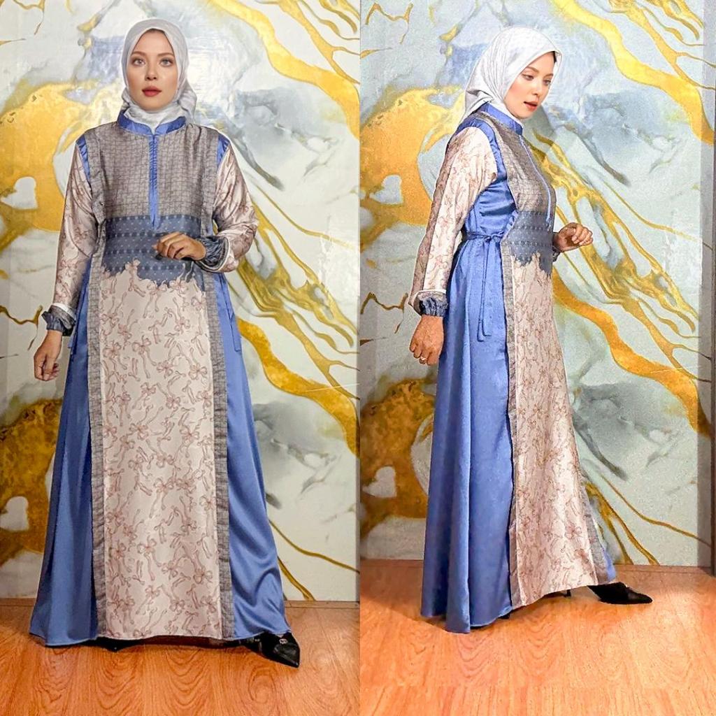 gamis lebaran 2025 model gamis terbaru kain monaco silk LD UP TO 140