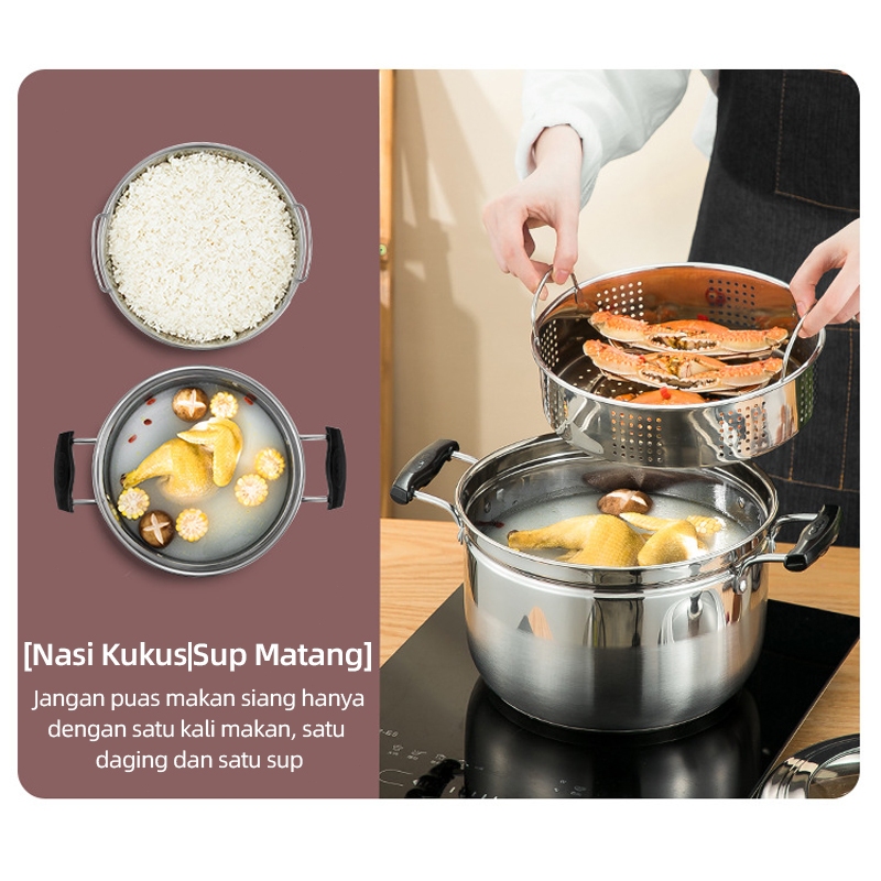 PROMO Panci Kukus Bakpao Siomay Kue Langseng Sarangan Dandang Panci Steamer Japan Bakpao Siomay Kue