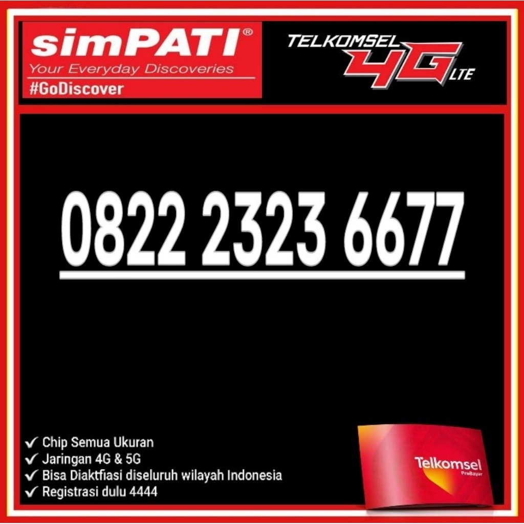 NOMOR CANTIK TELKOMSEL SIMPATI LOOP 4G LTE O822 2323 6677