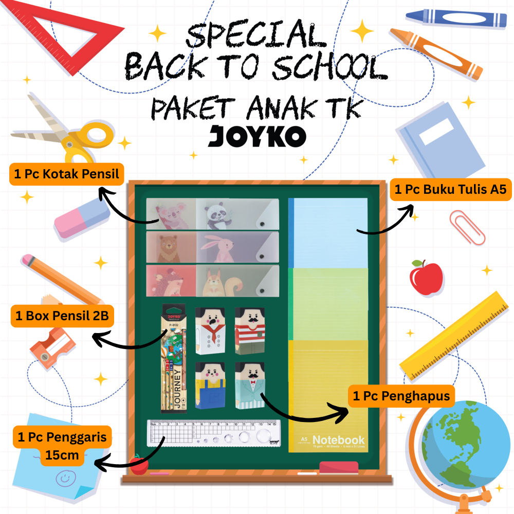 

JOYKO [5 in 1 Package] Back To School Paket Anak TK