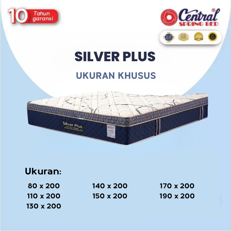 Central Springbed Silver Plus Ukuran Khusus | 80/110/130/140/150/170/190x200 | Kasur Only | SP Mattr