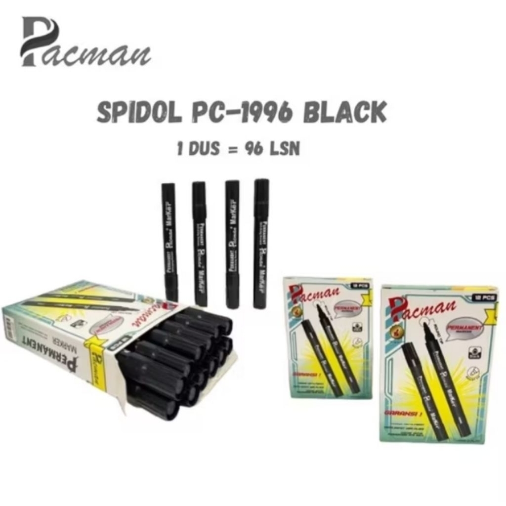 

Spidol Permanent Marker Packman hitam bisa isi ulang
