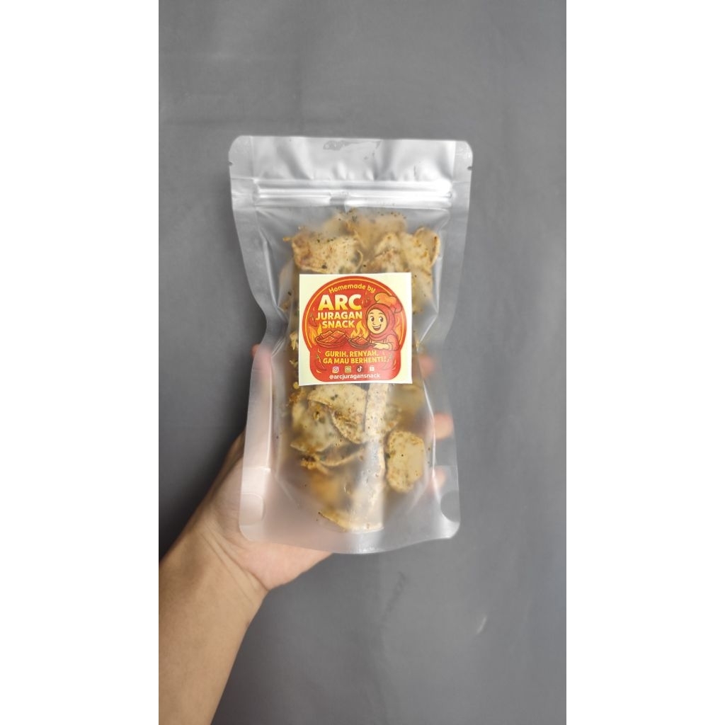 

Basreng Koin Tipis Pedas Gurih 100gr – ARC Juragan Snack | Homemade Fresh Setiap Hari