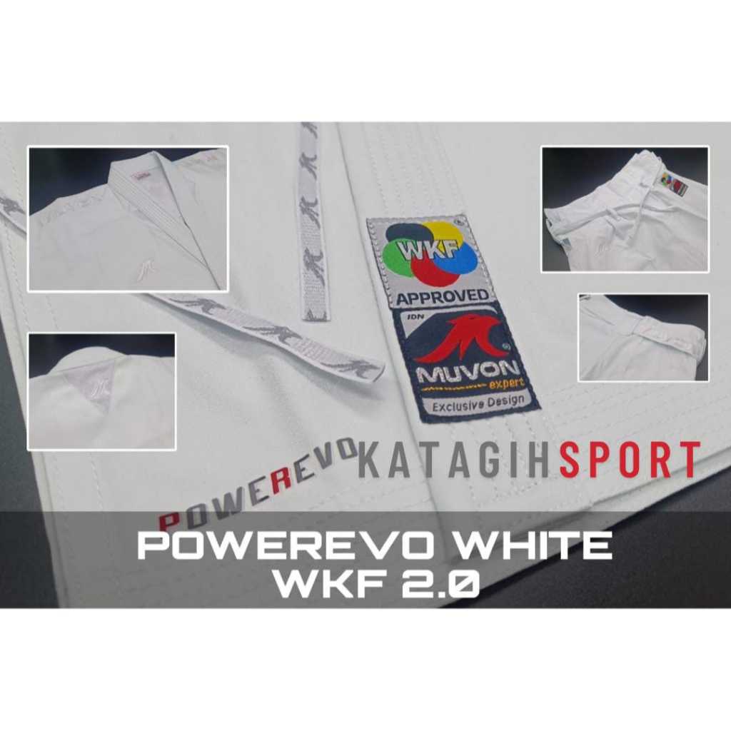 Baju Karate gi KATA Muvon Powerevo White(Putih) 2.0 WKF APPROVED Original / Power Revo Putih New