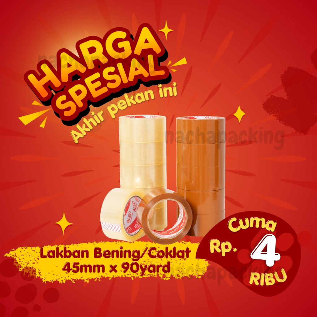 

Lakban Bening 45mm x 90 Yard - Lakban Coklat 45mm x 90 Yard ALEO