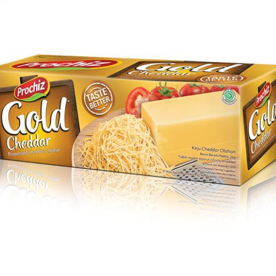 

Keju Cheddar Cheese Prochiz Gold 8x2kg - Gosend Only!!!