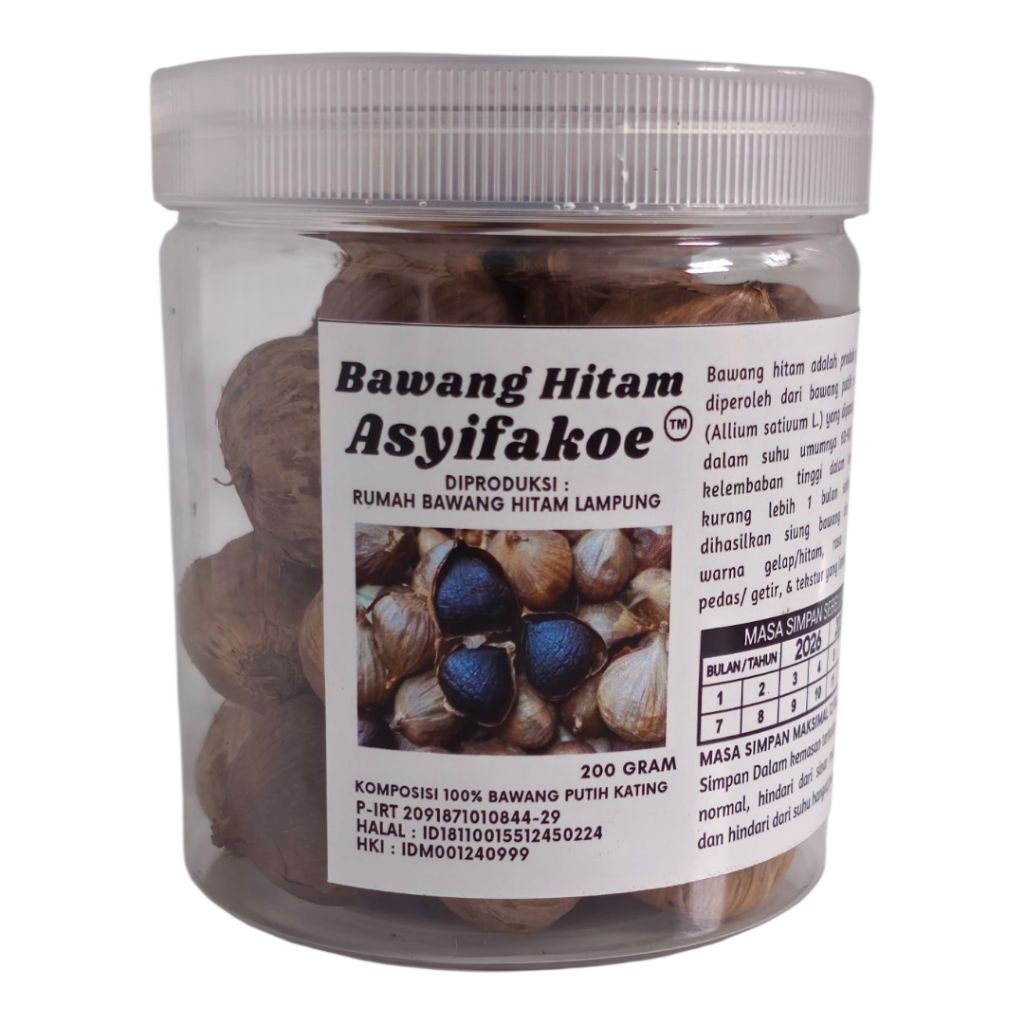 Bawang Hitam Asyifakoe - Bawang Tunggal Fermentasi - Black Garlic Tunggal - Bawang Hitam Lampung - B