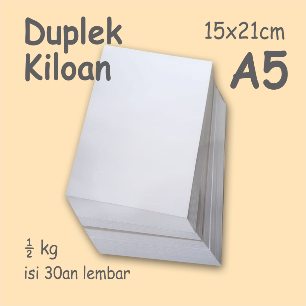 

Kertas Duplex Kiloan A5 15x21cm