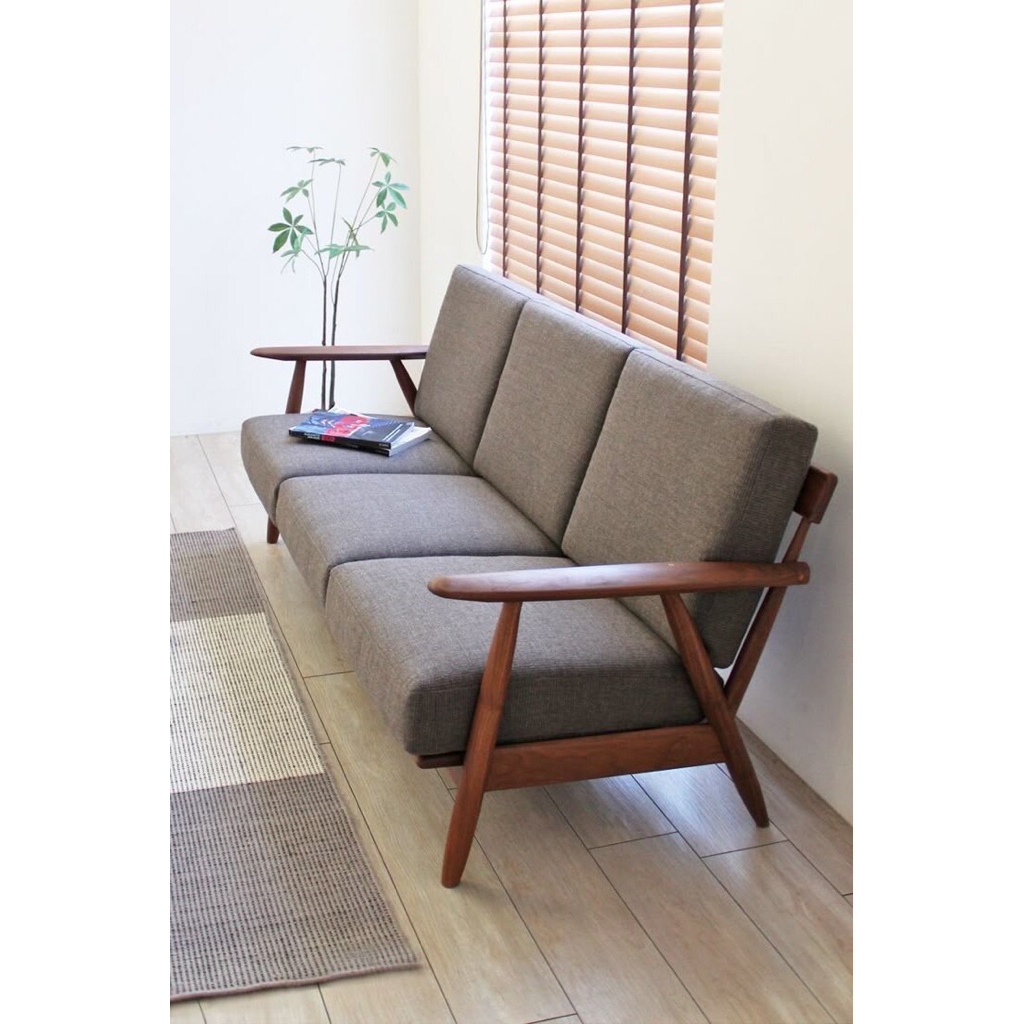 sofa tamu minimalis sofa retro 3 seater sofa kayu jati