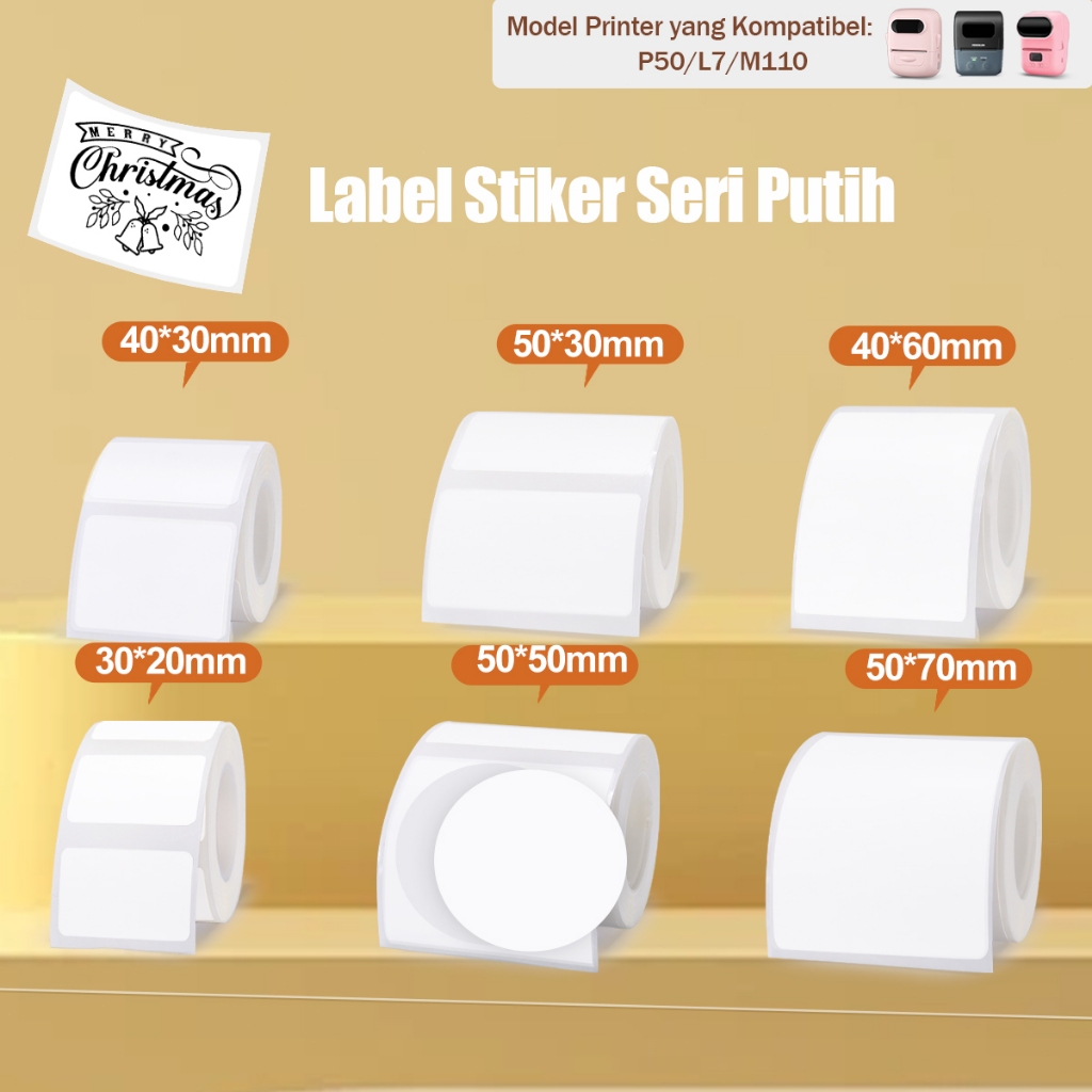 

Kertas label termal putih, cocok untuk printer P50/L7/M110, mencetak kode batang dan label produk