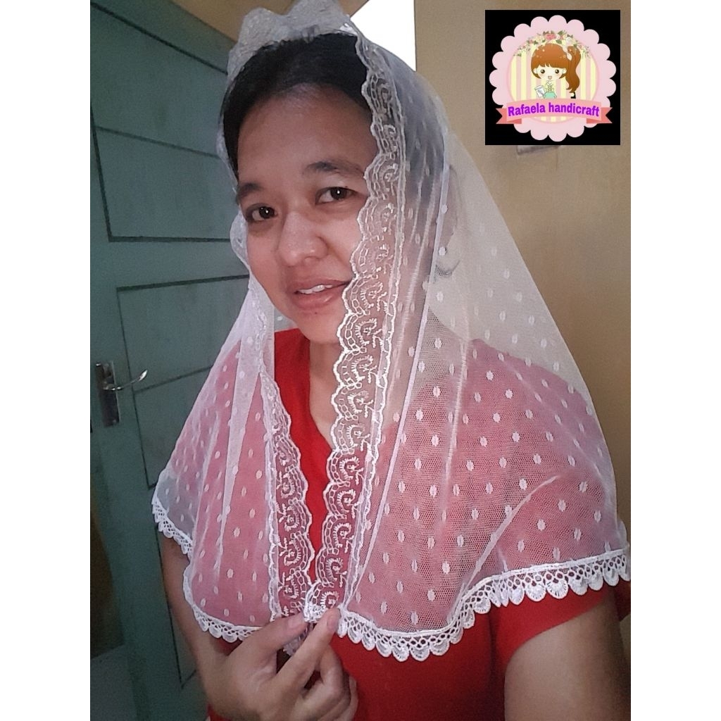Mantilla polkadot/Kerudung misa/Mantila