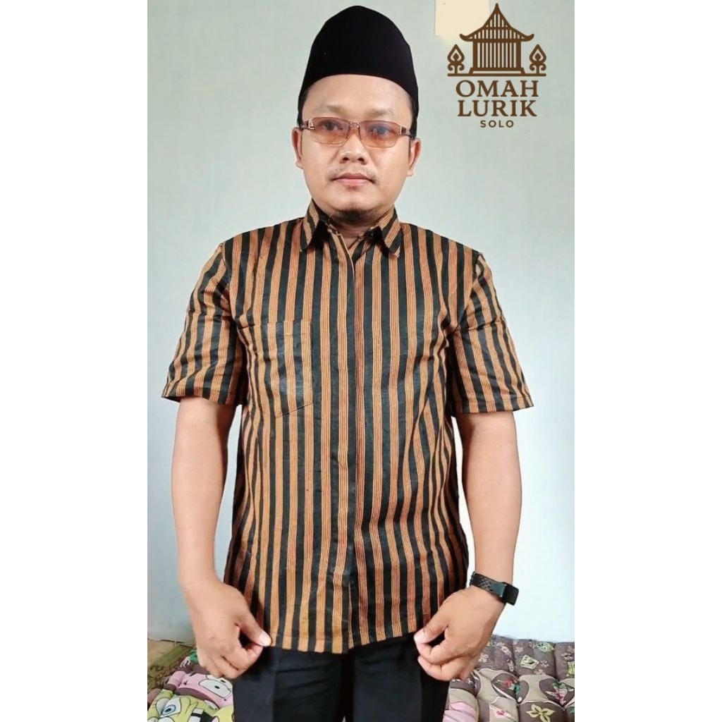 Kemeja lurik lengan pendek | Atasan lurik pria dewasa | lurik pendek | lurik lengan pendek size M L 