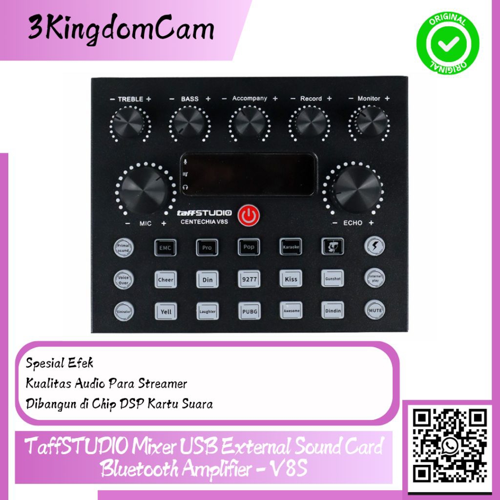 TaffSTUDIO Mixer USB External Sound Card Bluetooth Amplifier - V8S