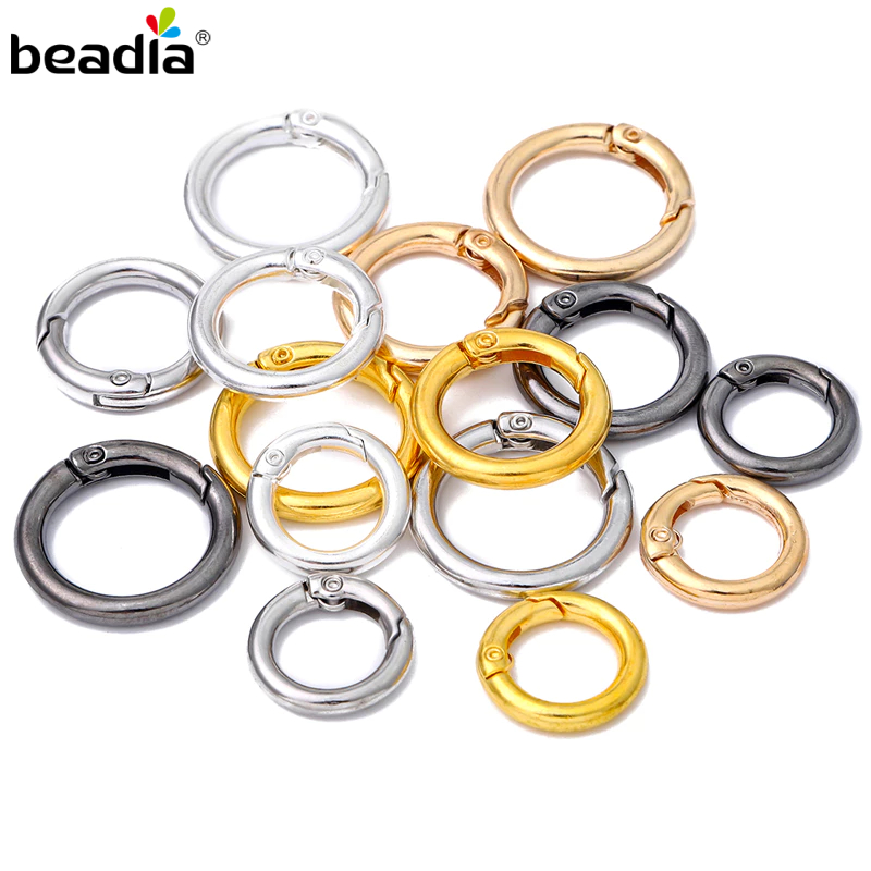 Beadia 5Pcs Ring Kait Spring Metal - Pengait Bundar Bisa Dibuka untuk DIY Perhiasan, Gantungan Kunci