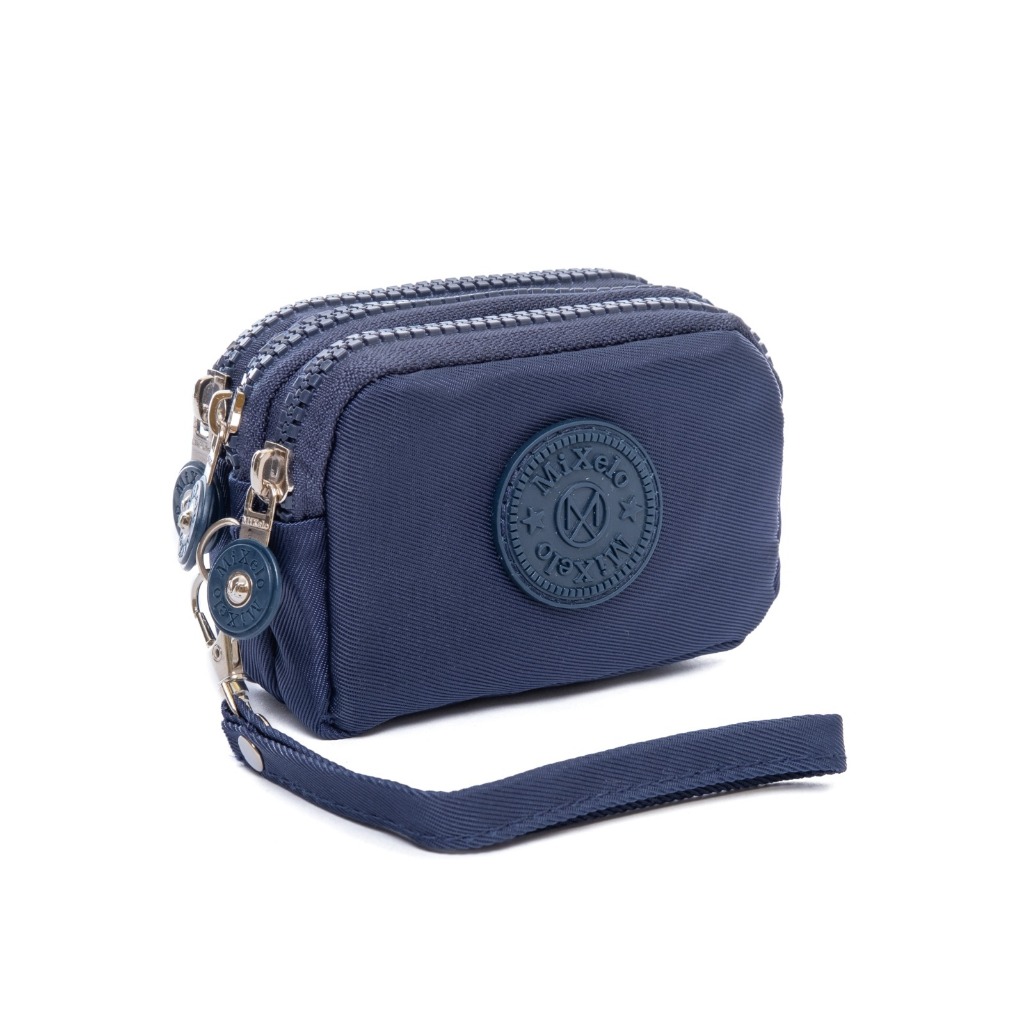 Dompet koin pouch wanita mini 3 resleting bahan nylon waterproof
