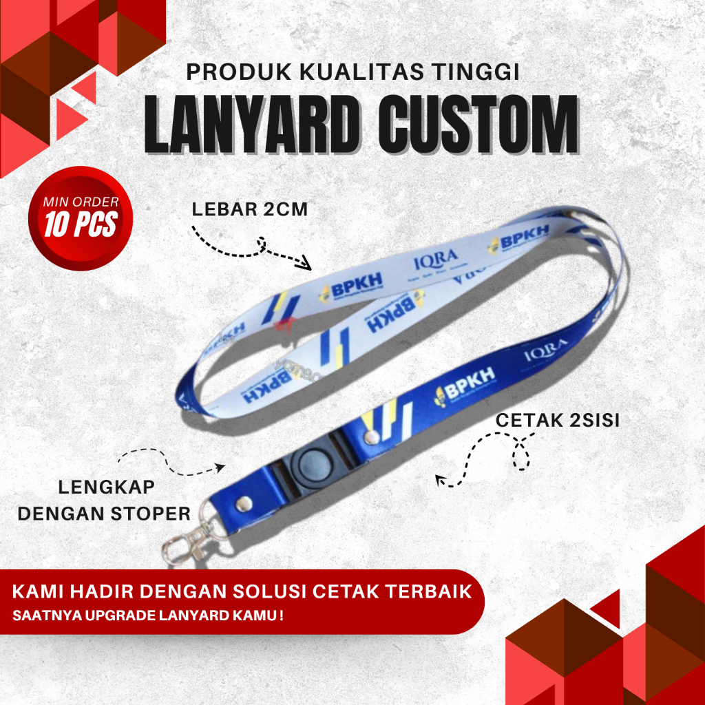 

Custom Lanyard Ukuran 2cm 2 sisi Bisa Request Logo/Desain Cepat Mudah Langsung Produksi