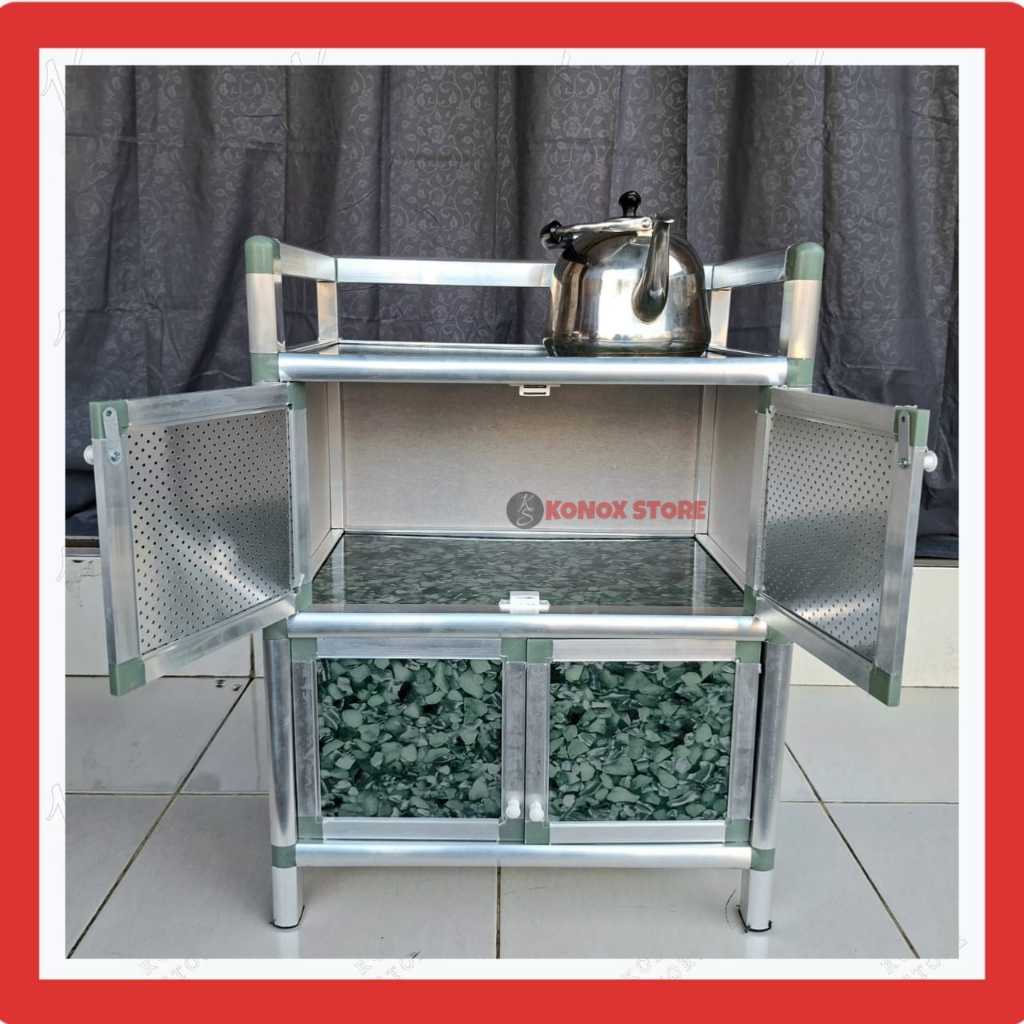 Lemari Rak Dapur Aluminium / Leamri Piring / Meja Dapur Minimalis