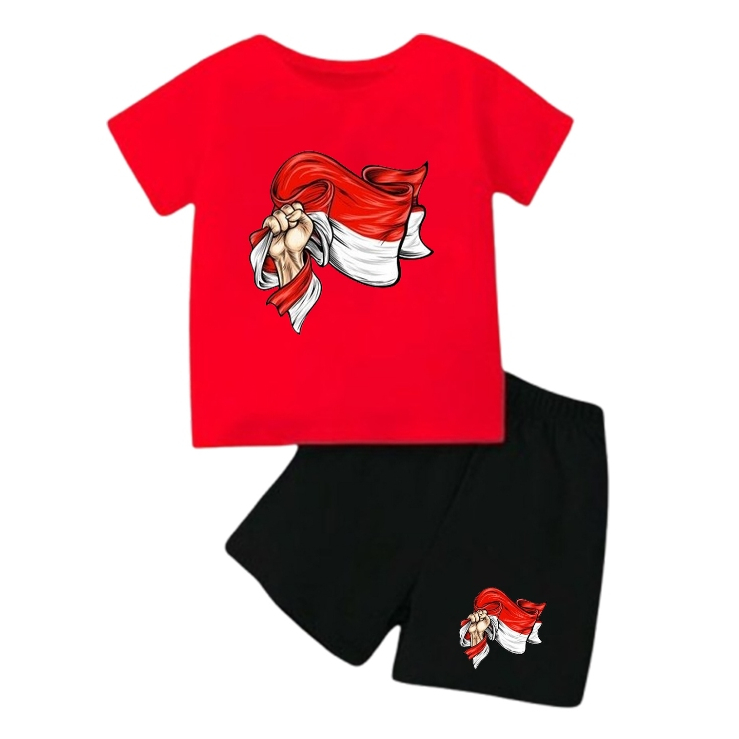 SETELAN BAJU ANAK ANAK BENDERA MERAH PUTIH - SET BAJU MERAH PUTIH ANAK LAKI LAKI DAN PEREMPUAN 2-10 