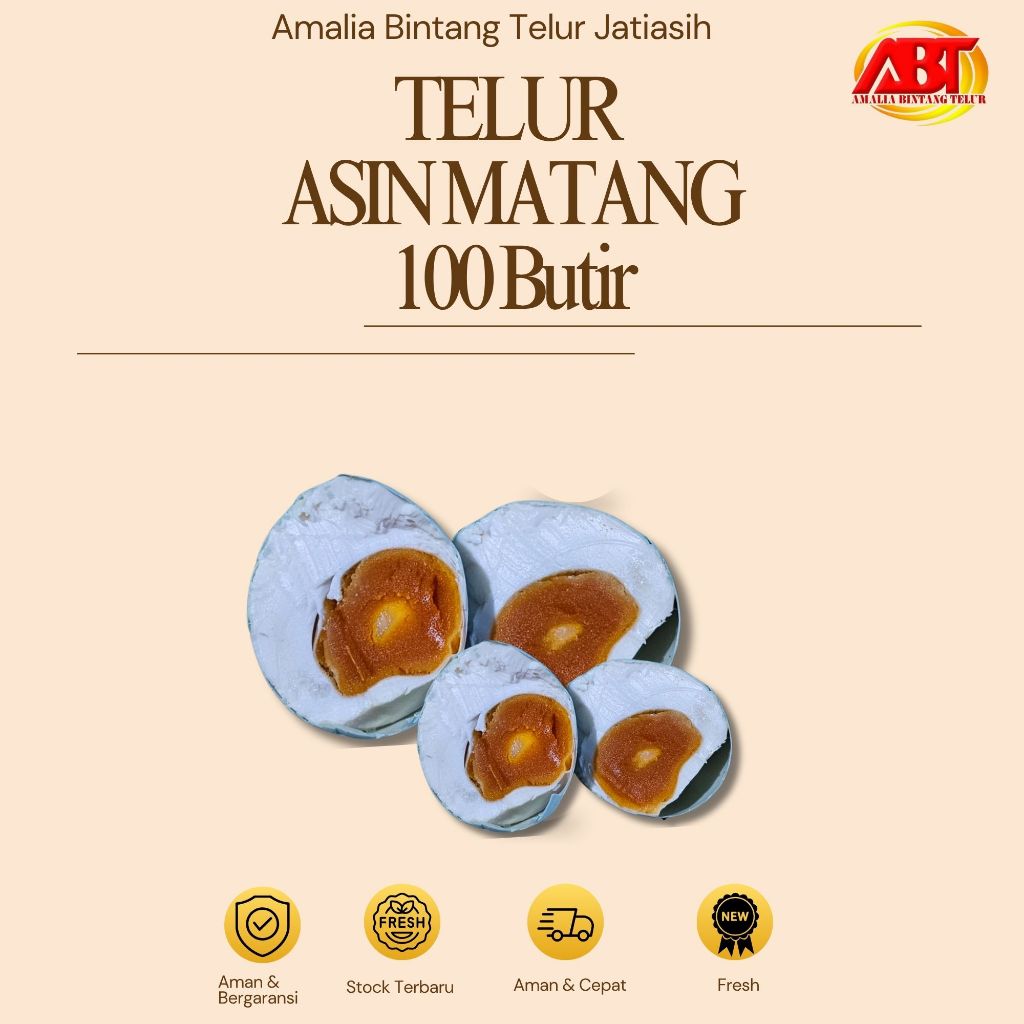 

ABT JATIASIH - Telur Asin Matang Masir, Lezat dan Bergizi Isi 100 Butir (FRESH-CEPAT-BERGARANSI)