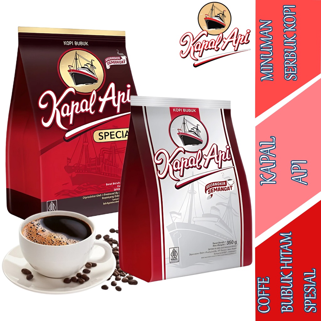 

Coffee Bubuk Tanpa Gula - Kopi Kapal Api - Minuman Bubuk Kopi Instan - 350gr