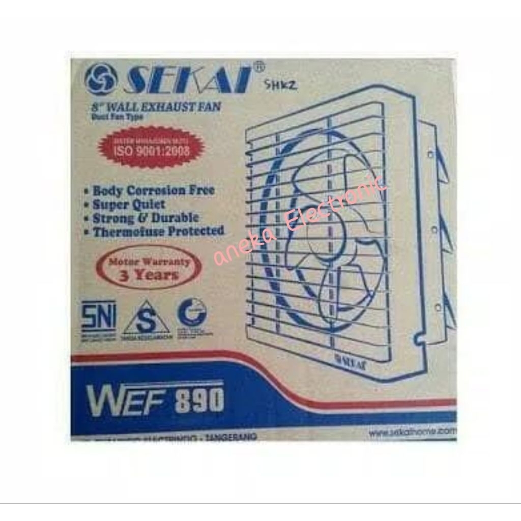 Sekai Exhaust Fan Tembok WEF-890 Kipas Exhaust 8Inc