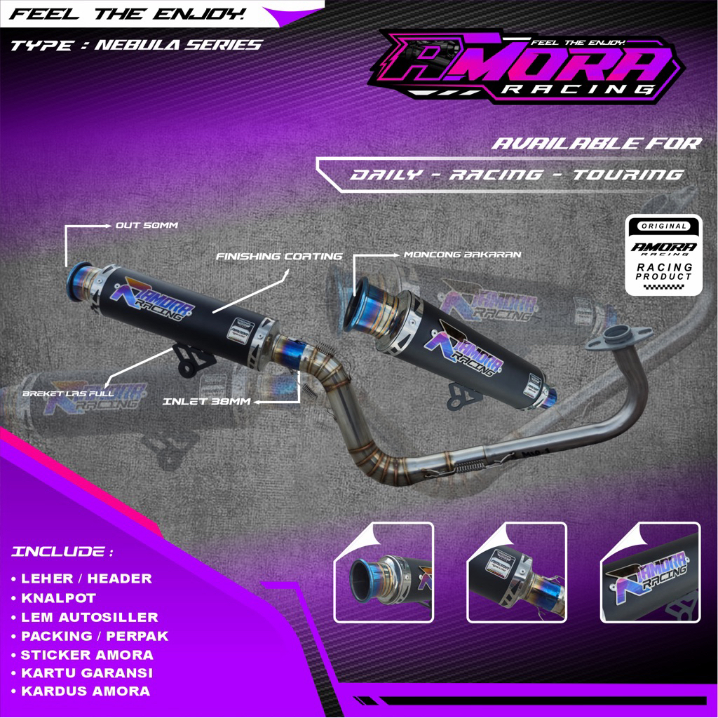 KNALPOT THAILAND STYLE TYPE NEBULA SERIES - ORIGINAL AMORA RACING FOR BEAT AEROX PCX NMAX
