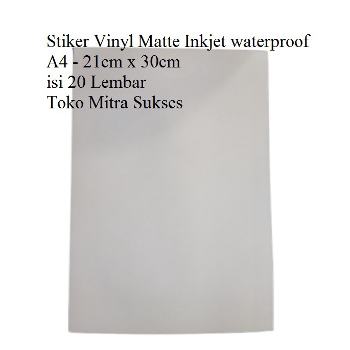

KODE P76F Stiker Vinyl Matte Inkjet Waterproof A4