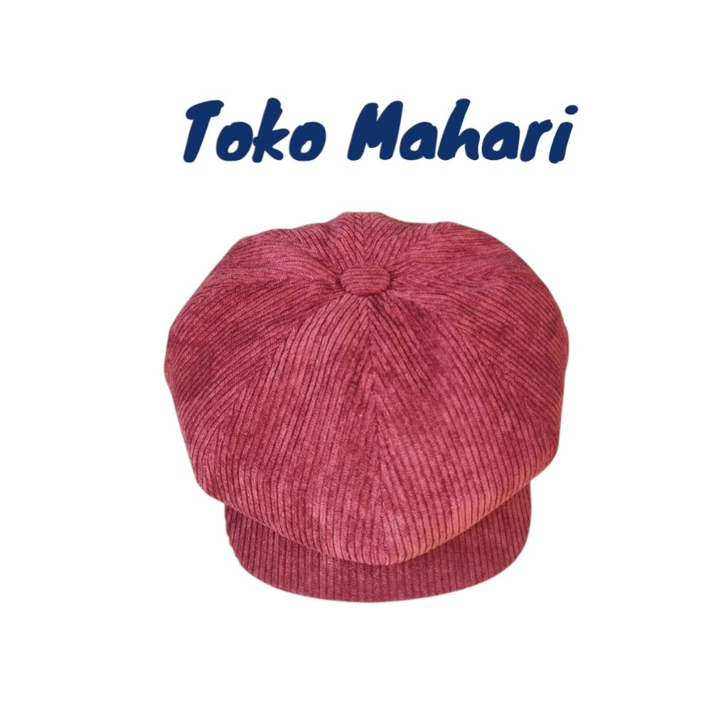 Topi newsboy bahan corduroy / topi seniman / topi jamur keren / topi sutradara / baker hat