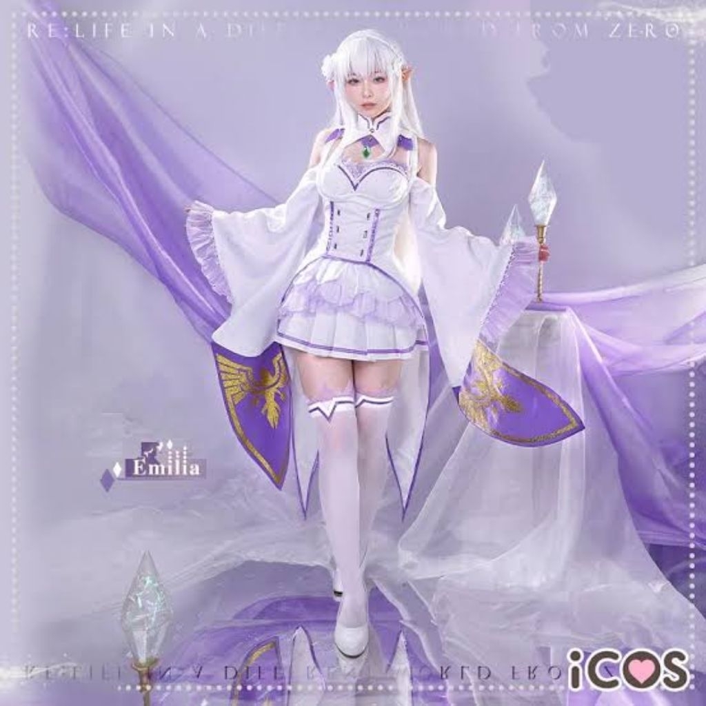 COSTUME COSPLAY SECOND EMILIA  (PEMAKAIAN PRIBADI)