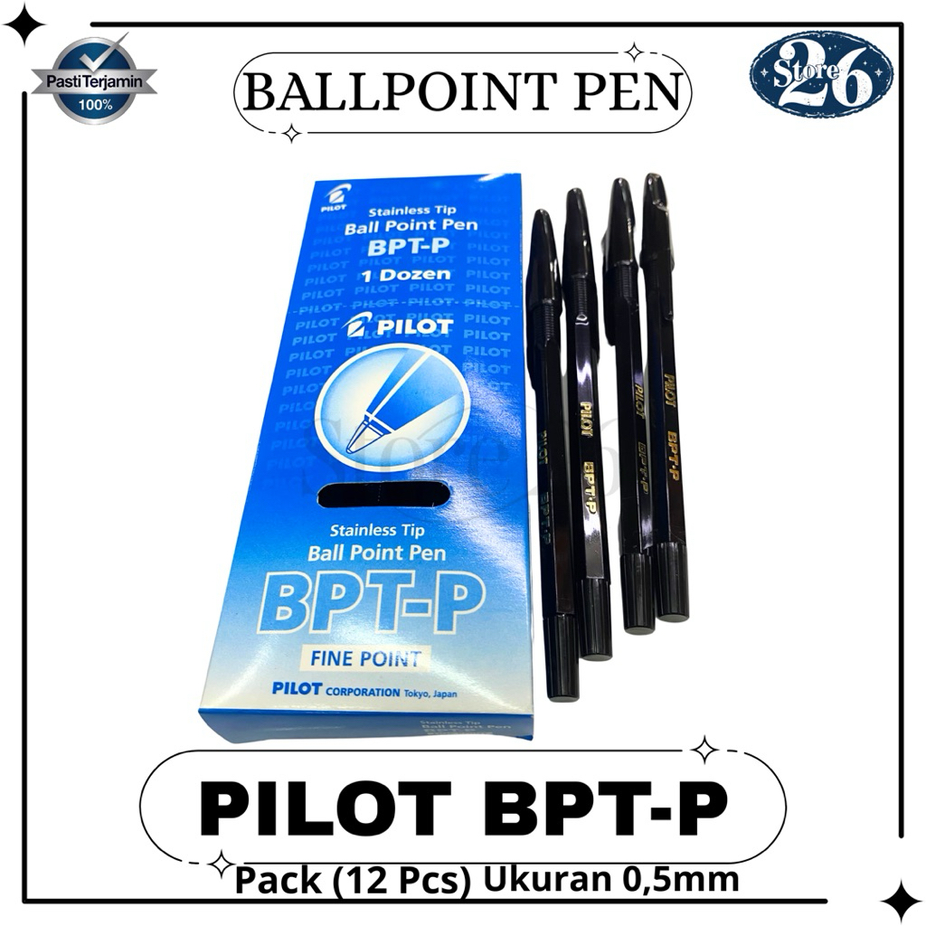 

Pulpen Pilot BPT-P Hitam Ballpoint Pen 0,5mm (Pack)