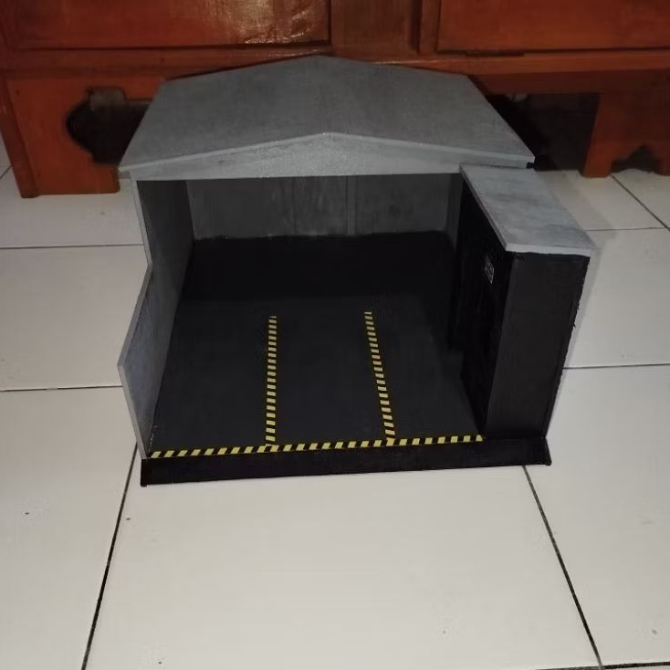 diorama/miniatur garasi_parkiran_bus