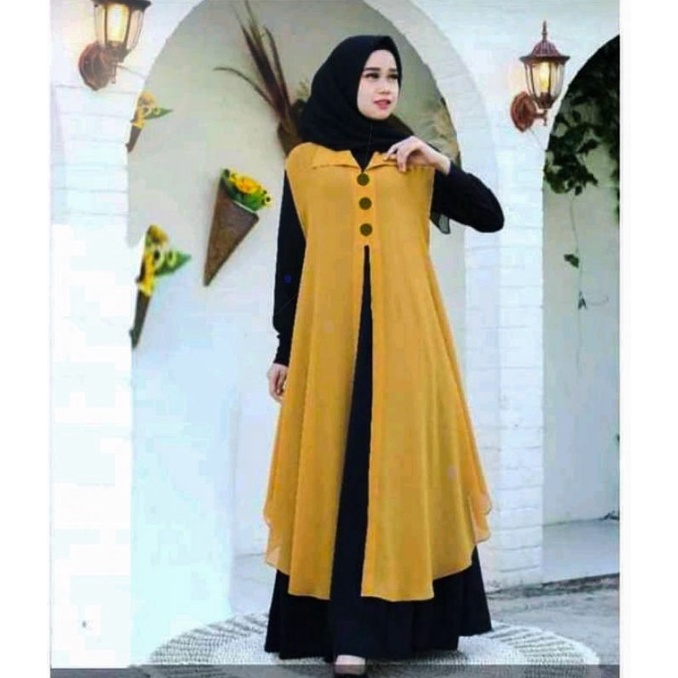 KODE I39C Outer Ceruty Babydoll Premium Tanpa Lengan Cardigan Wanita Muslim Jumbo Lekbong Terbaru 22