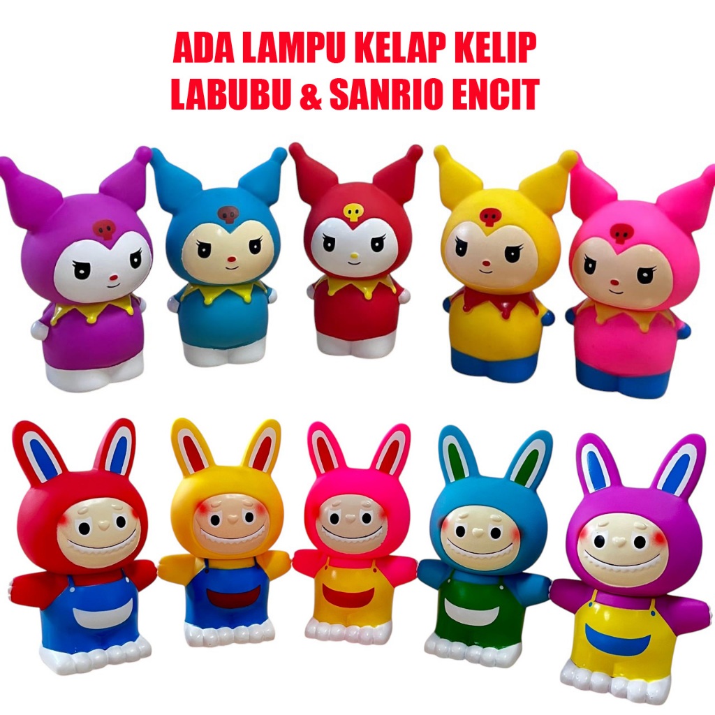 Mainan Boneka Dan Sanrio Karet Encit Ada Lampu Kuromi My Melody Lotso Mainan Anak Pencet
