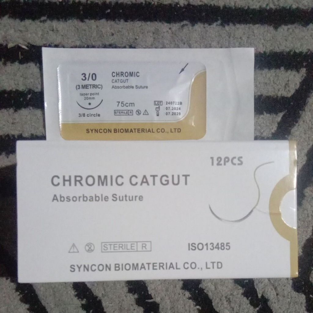 Benang Jahit Chromic Catgut 3 0 Taper Point